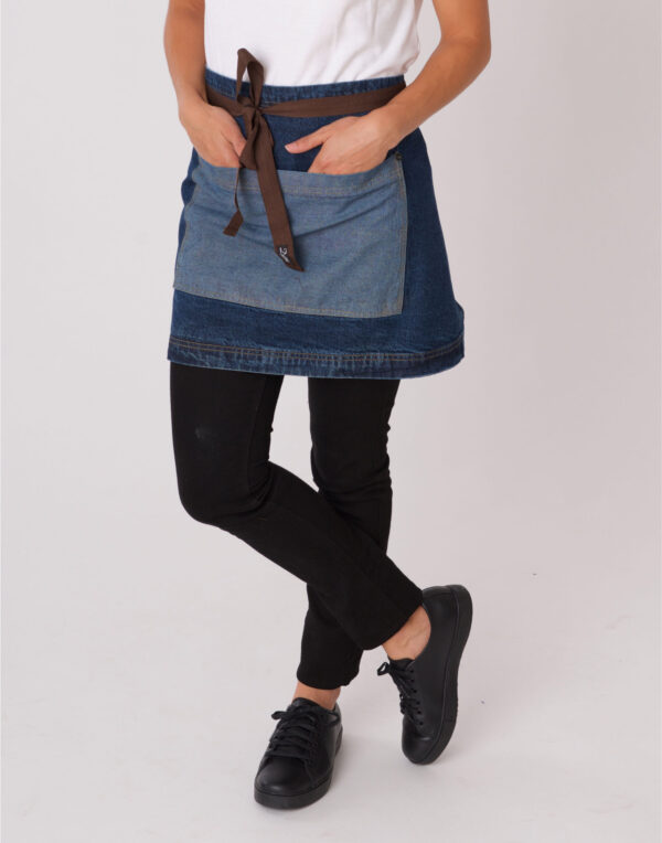 DP103B1 Dennys Washed Denim Contrast Waist Apron